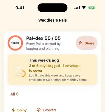 The Pal-dex: a grid of collected Pals, with a few still to discover